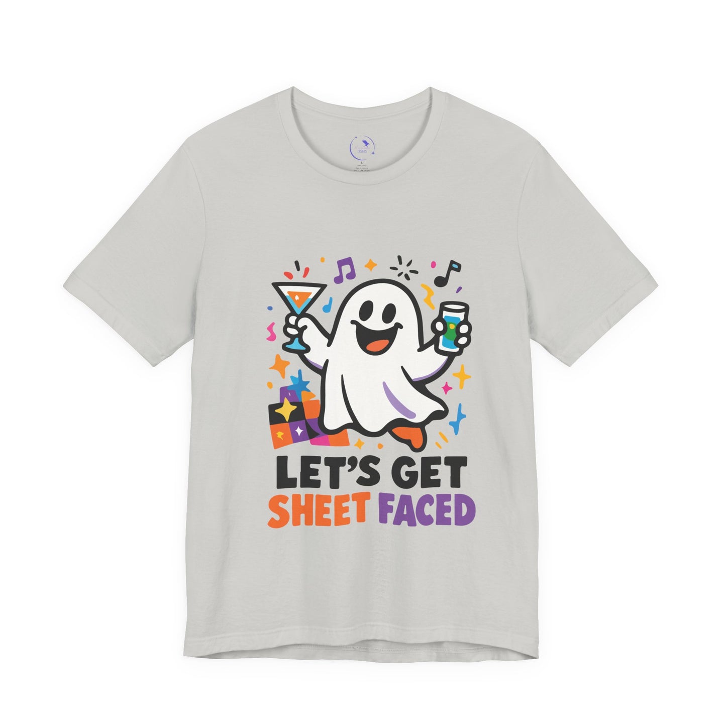 'Let's Get Sheet Faced' Ghost Vibing Unisex T-Shirt - Funny Halloween Cute Apparel