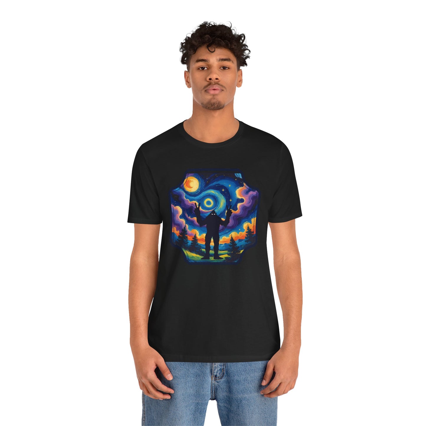Bigfoot "The Starry Night" Short Sleeve Tee | Unisex Astral Shirt, Space Lover Gift, Galaxy Tee, Men's / Women's Graphic Tee, Unique Astronomy Apparel