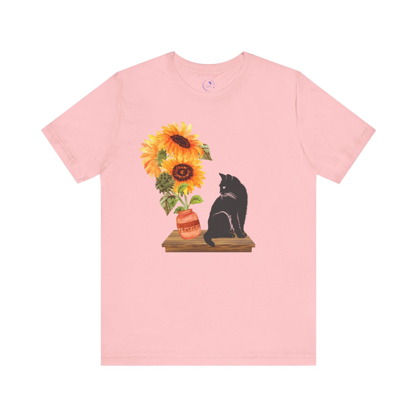 Black Cat and Sunflower Tee, Casual Floral T-Shirt, Gift for Cat Lovers, Summer Style, Cute Outfit
