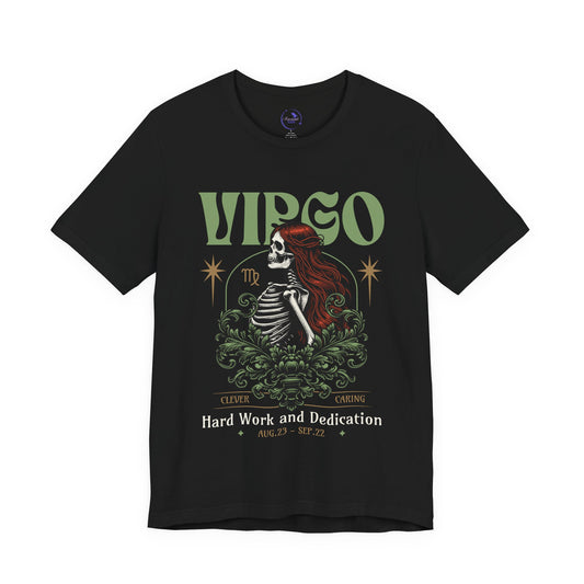 Virgo Skeleton Unisex Short Sleeve Tee - Astrology Shirt and Zodiac Gift