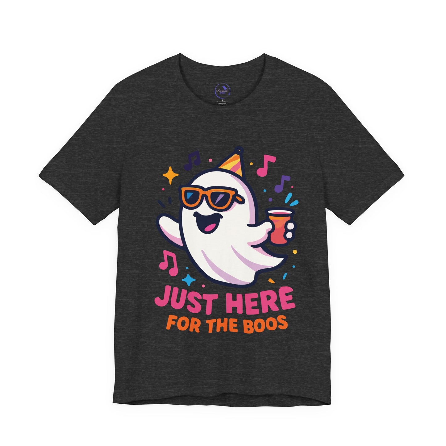 'Just Here For The Boos' Ghost Vibing Unisex T-Shirt - Funny Halloween Cute Apparel