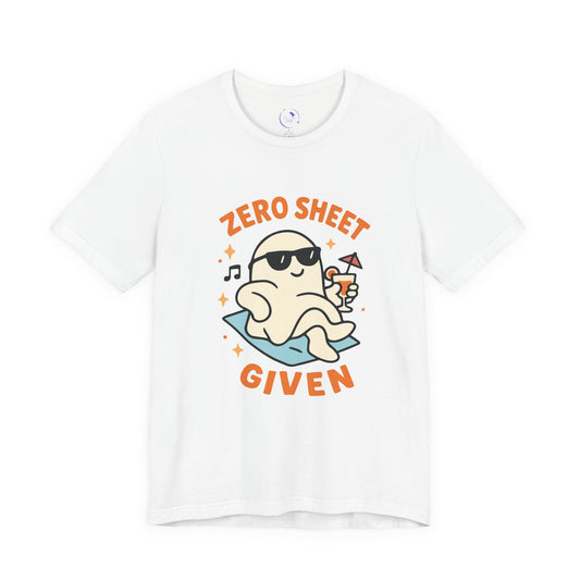 'Zero Sheet Given' Ghost Vibing Unisex T-Shirt - Funny Halloween Cute Apparel