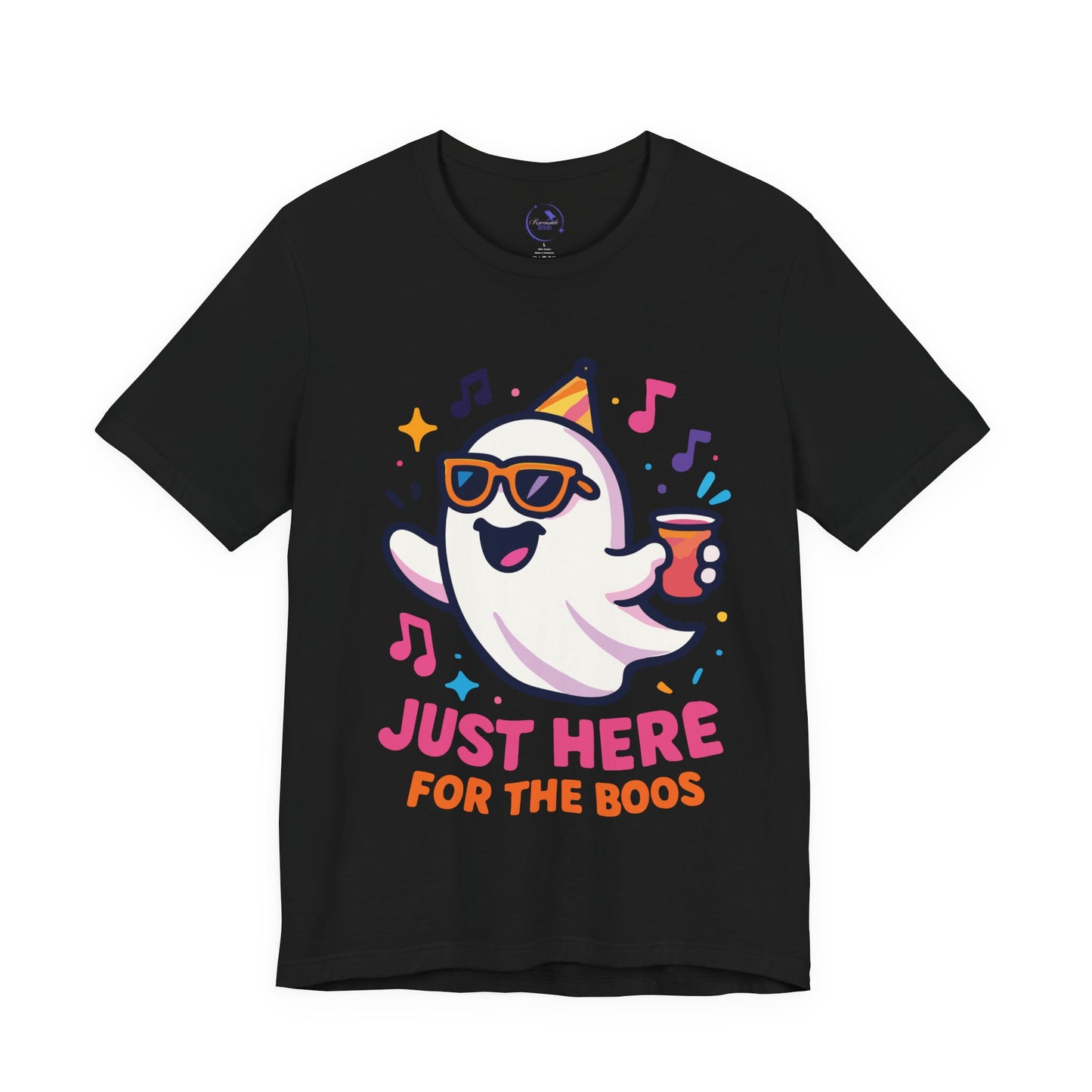'Just Here For The Boos' Ghost Vibing Unisex T-Shirt - Funny Halloween Cute Apparel
