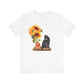 Black Cat and Sunflower Tee, Casual Floral T-Shirt, Gift for Cat Lovers, Summer Style, Cute Outfit