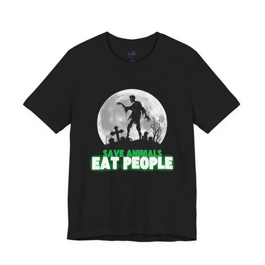 'Save Animals, Eat People' Funny - Unisex Jersey Short Sleeve T-Shirt