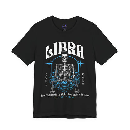 Libra Skeleton Unisex Short Sleeve Tee - Astrology Shirt and Zodiac Gift