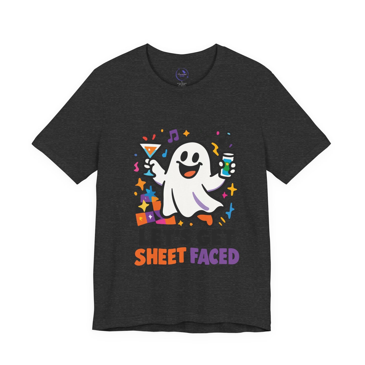 'Let's Get Sheet Faced' Ghost Vibing Unisex T-Shirt - Funny Halloween Cute Apparel