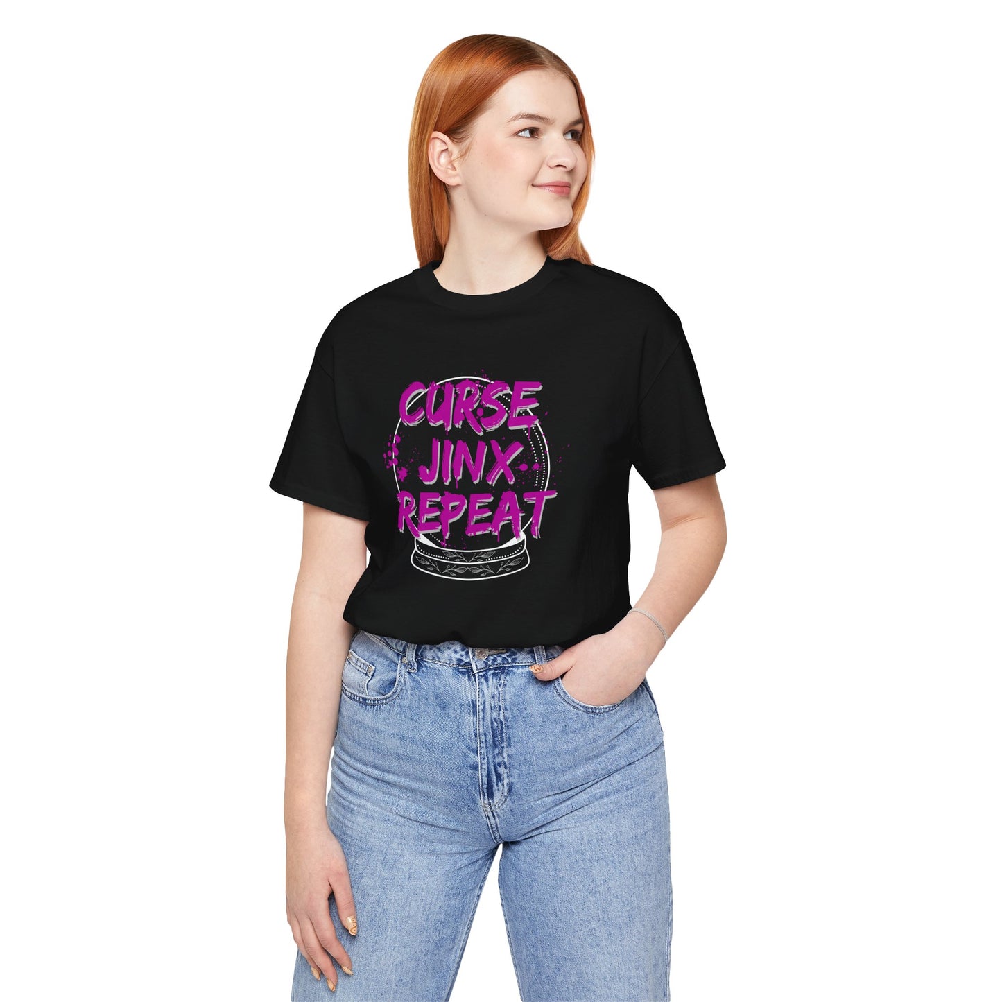 Curse Jinx Repeat Tee - Unisex Jersey T-Shirt, Casual Wear, Perfect for Halloween, Gamer Gift, Birthday Gift