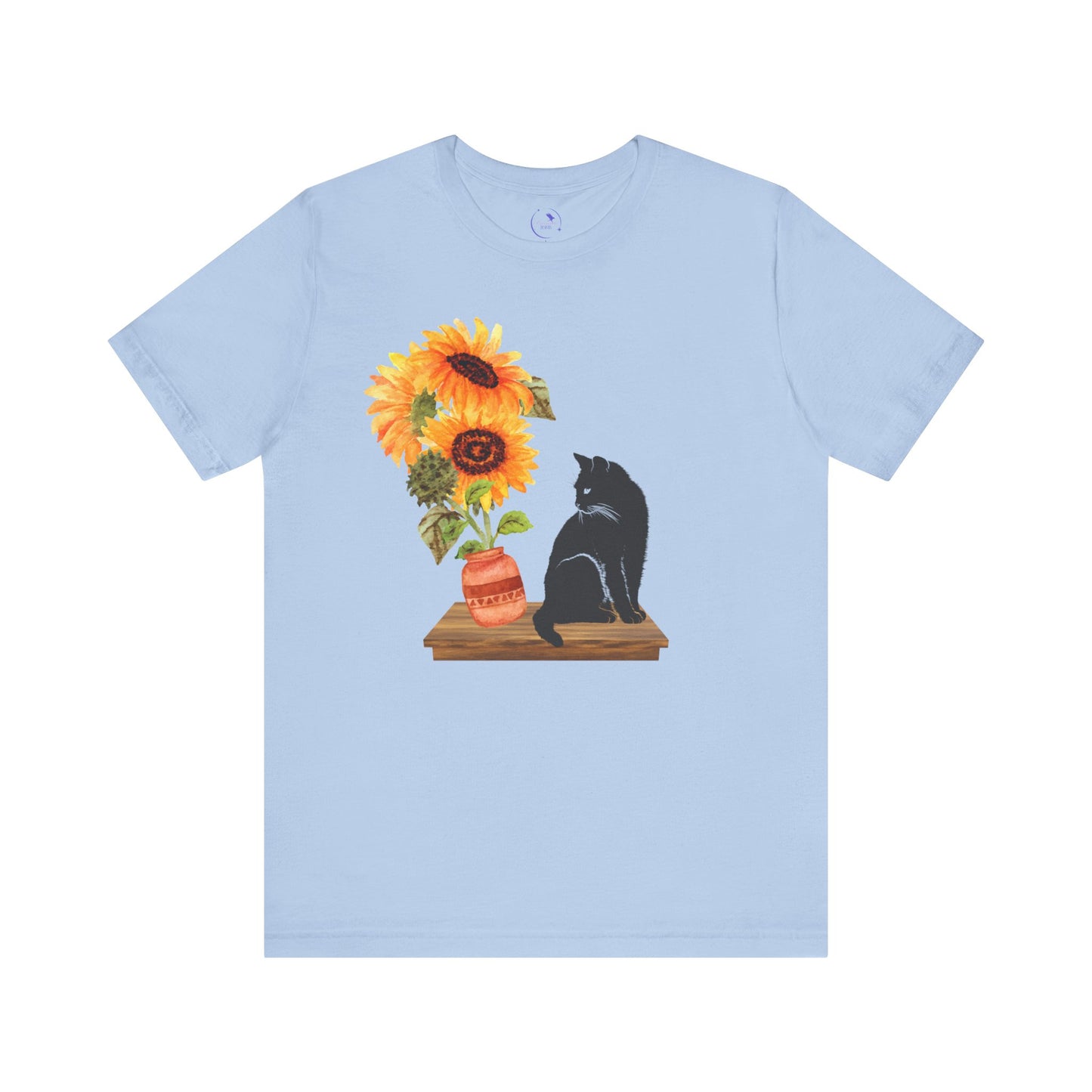 Black Cat and Sunflower Tee, Casual Floral T-Shirt, Gift for Cat Lovers, Summer Style, Cute Outfit