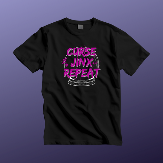 Curse Jinx Repeat Tee - Unisex Jersey T-Shirt, Casual Wear, Perfect for Halloween, Gamer Gift, Birthday Gift
