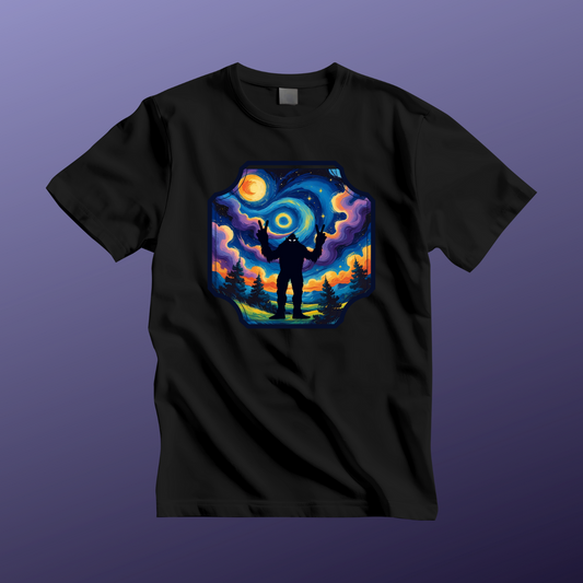 Bigfoot "The Starry Night" Short Sleeve Tee | Unisex Astral Shirt, Space Lover Gift, Galaxy Tee, Men's / Women's Graphic Tee, Unique Astronomy Apparel