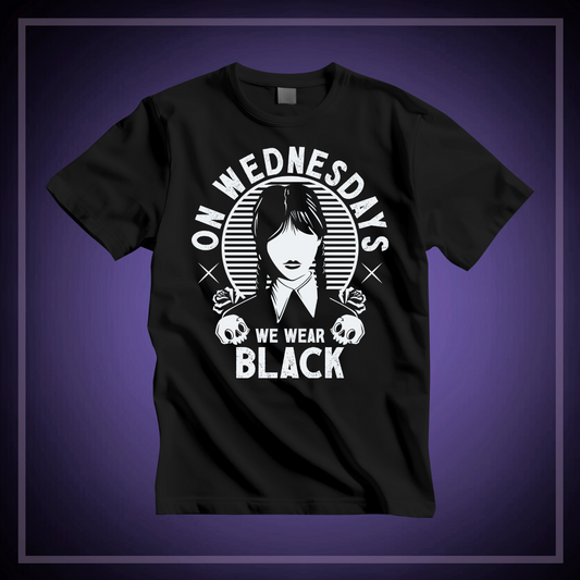 'On Wednesdays We Wear Black' - Unisex Jersey T-Shirt | Ravensmile Designs