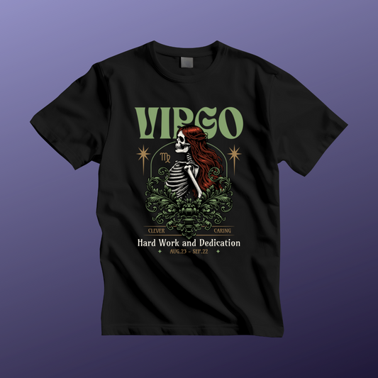 Virgo Skeleton Unisex Short Sleeve Tee - Astrology Shirt and Zodiac Gift