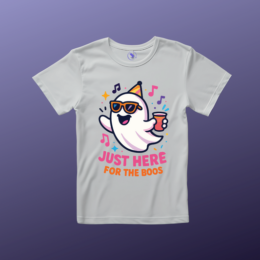 'Just Here For The Boos' Ghost Vibing Unisex T-Shirt - Funny Halloween Cute Apparel
