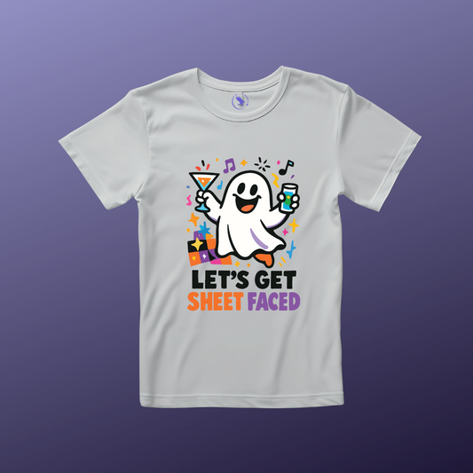 'Let's Get Sheet Faced' Ghost Vibing Unisex T-Shirt - Funny Halloween Cute Apparel