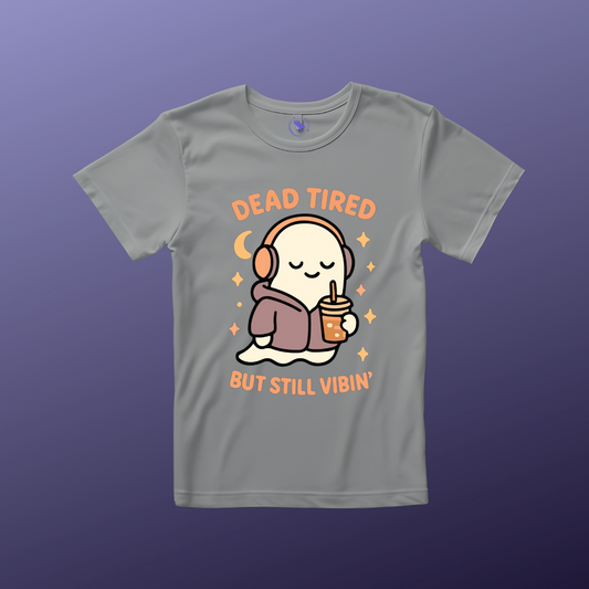 'Dead Tired' Ghost Vibing Unisex T-Shirt - Funny Halloween Cute Apparel