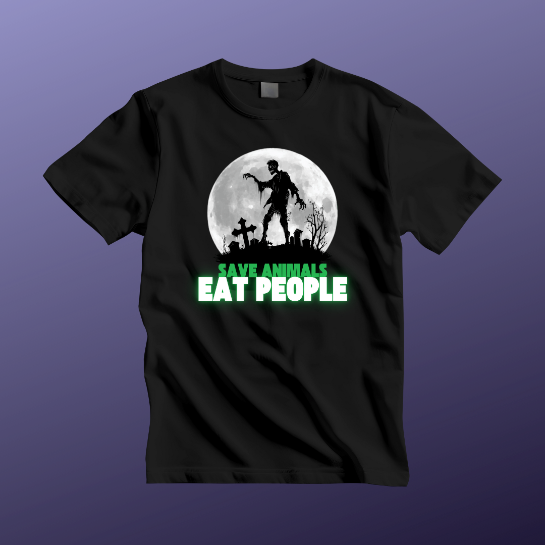 'Save Animals, Eat People' Funny - Unisex Jersey Short Sleeve T-Shirt