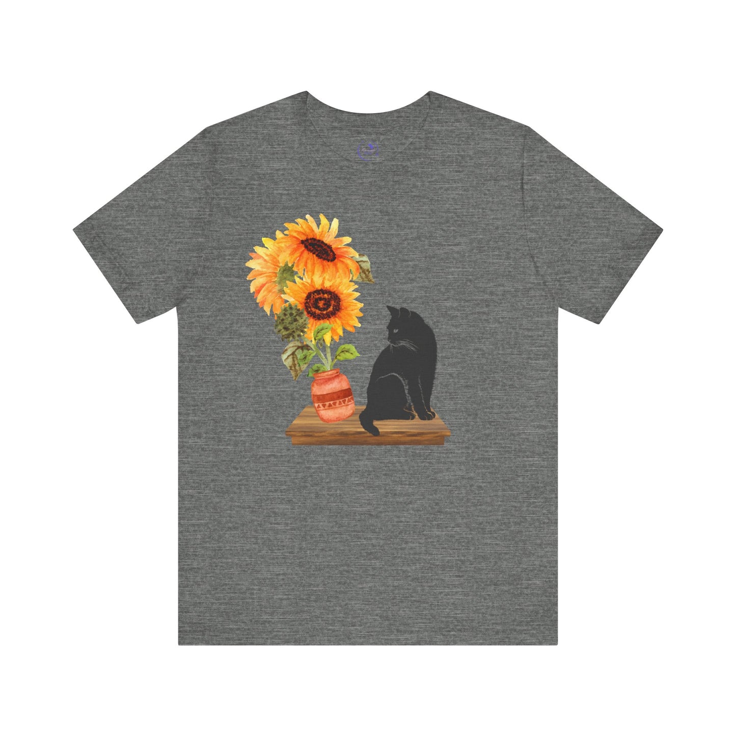Black Cat and Sunflower Tee, Casual Floral T-Shirt, Gift for Cat Lovers, Summer Style, Cute Outfit