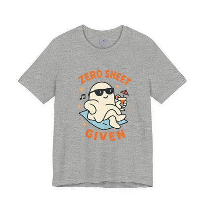 'Zero Sheet Given' Ghost Vibing Unisex T-Shirt - Funny Halloween Cute Apparel