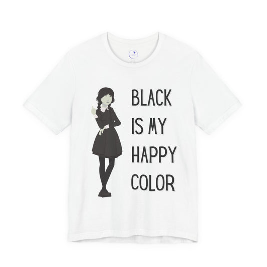 'Black is My Happy Color' Wednesday - Unisex Jersey T-Shirt | Ravensmile Designs