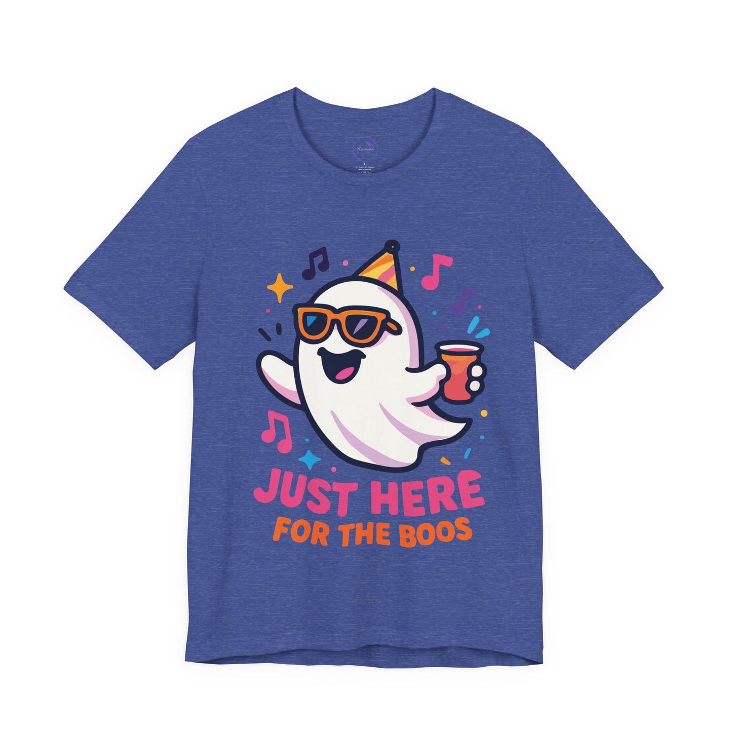 'Just Here For The Boos' Ghost Vibing Unisex T-Shirt - Funny Halloween Cute Apparel