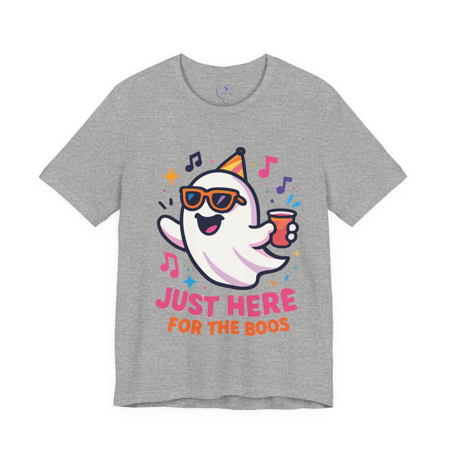 'Just Here For The Boos' Ghost Vibing Unisex T-Shirt - Funny Halloween Cute Apparel