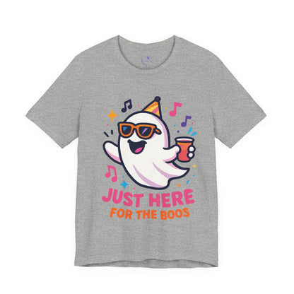 'Just Here For The Boos' Ghost Vibing Unisex T-Shirt - Funny Halloween Cute Apparel