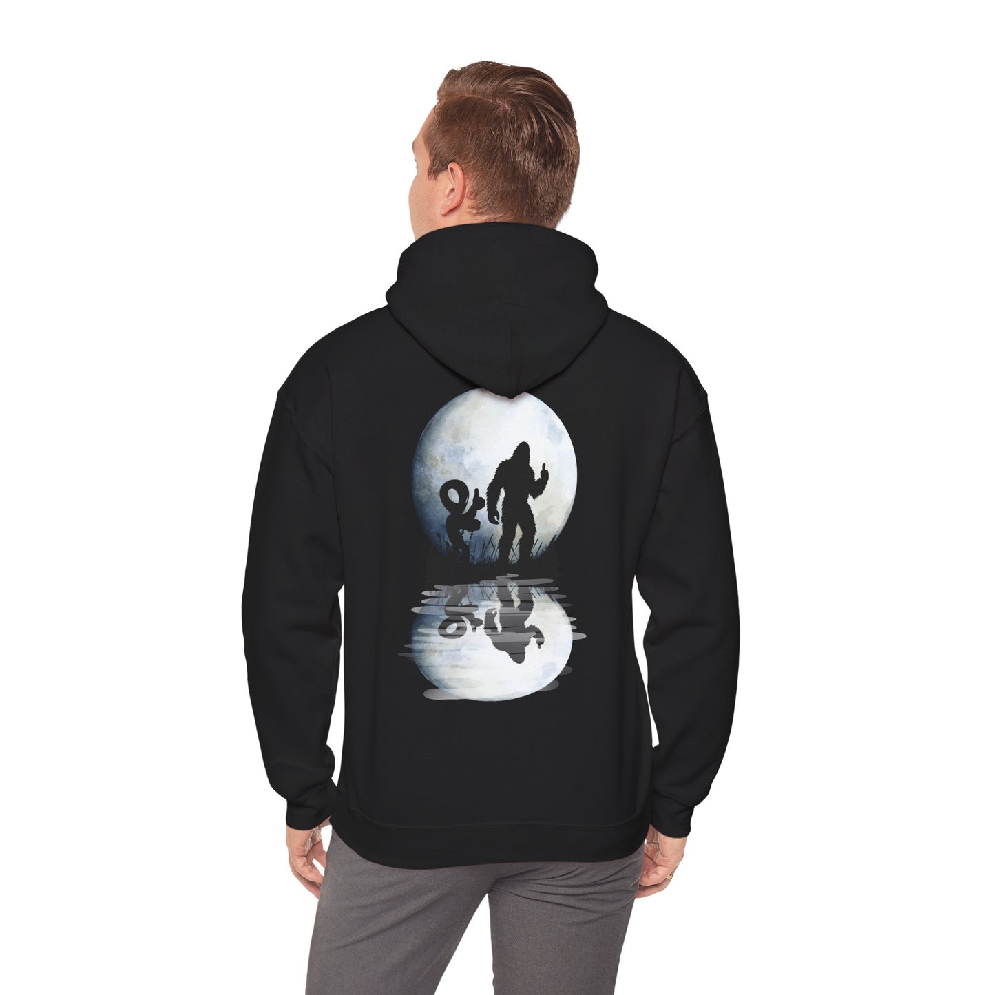 "Bigfoot and Alien Moonlight" Unisex Heavy Blend Hooded Sweatshirt
