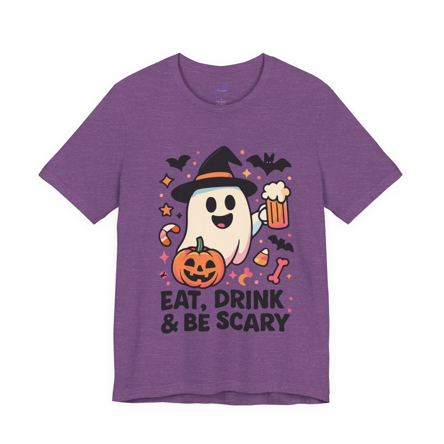 'Eat, Drink and Be Scary' Ghost Vibing Unisex T-Shirt - Funny Halloween Cute Apparel