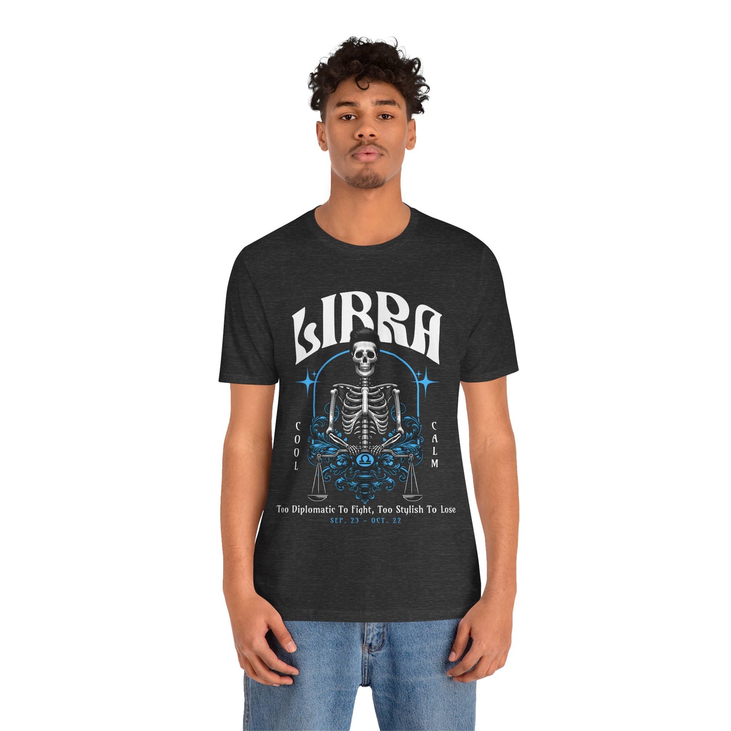Libra Skeleton Unisex Short Sleeve Tee - Astrology Shirt and Zodiac Gift