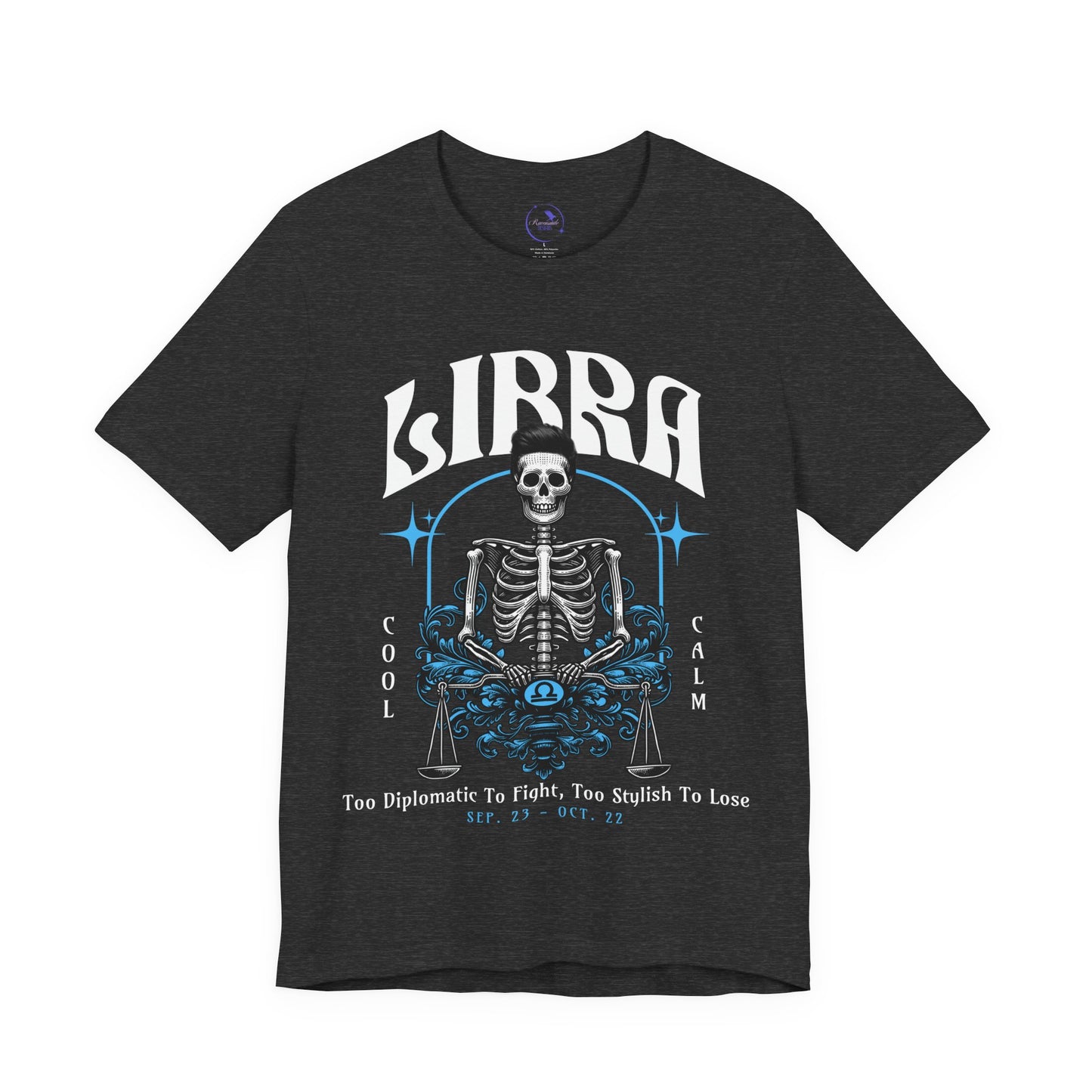 Libra Skeleton Unisex Short Sleeve Tee - Astrology Shirt and Zodiac Gift