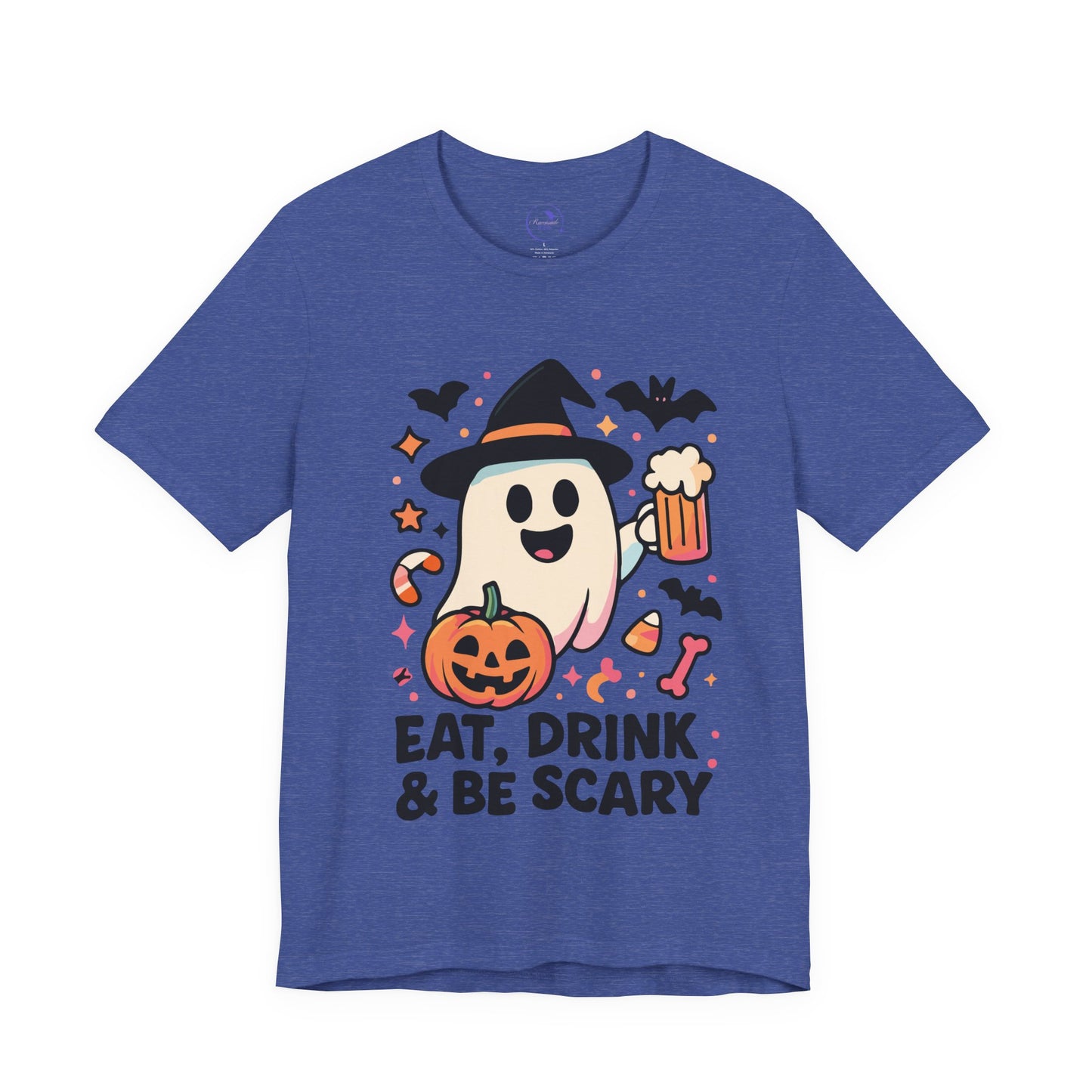 'Eat, Drink and Be Scary' Ghost Vibing Unisex T-Shirt - Funny Halloween Cute Apparel