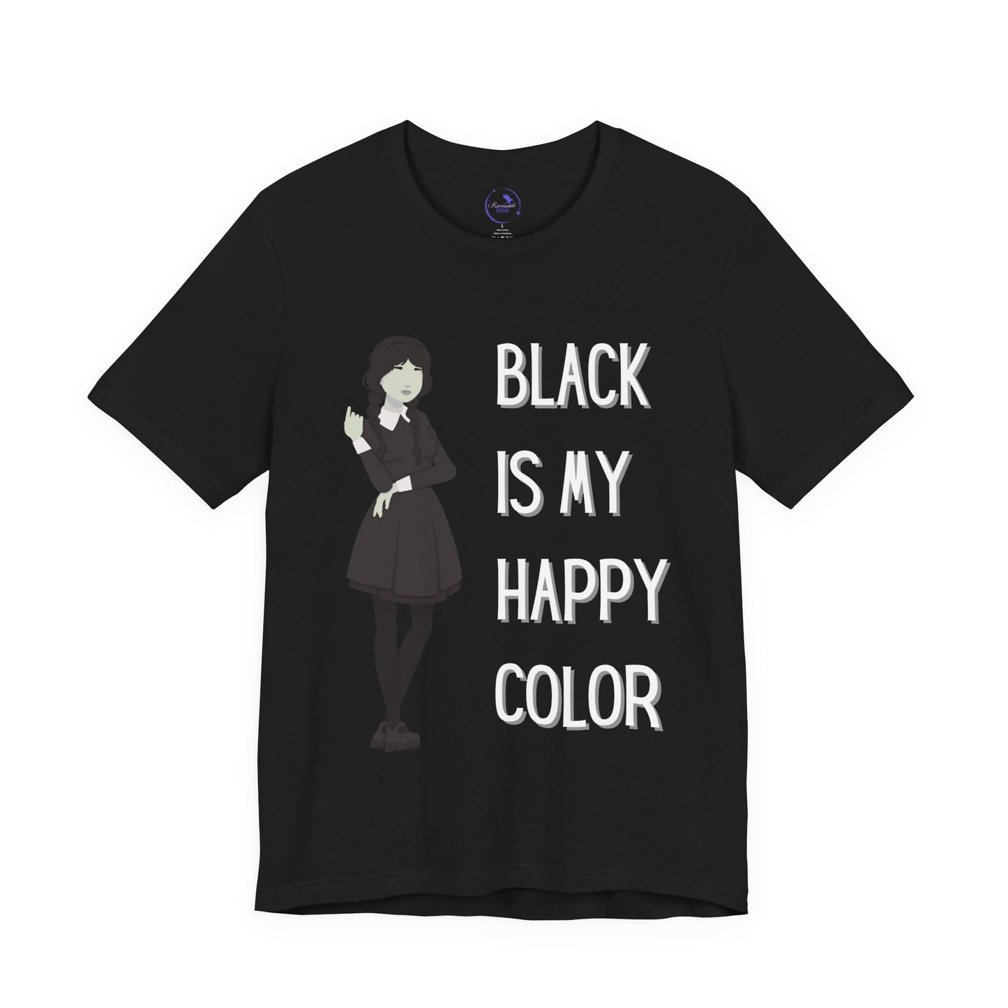 'Black is My Happy Color' Wednesday - Unisex Jersey T-Shirt | Ravensmile Designs