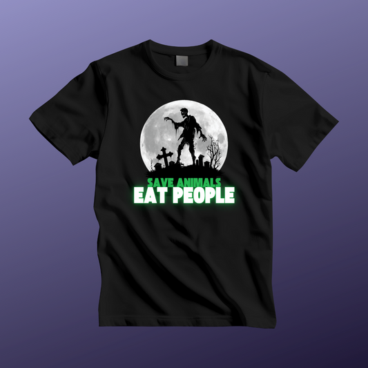 'Save Animals, Eat People' Funny - Unisex Jersey Short Sleeve T-Shirt